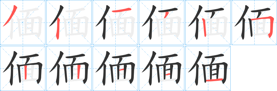 偭字几画，部首偏旁，偭字的笔顺，笔画顺序怎么写，偭字的拼音，读音，怎么读，什么意思，组词，成语，繁体